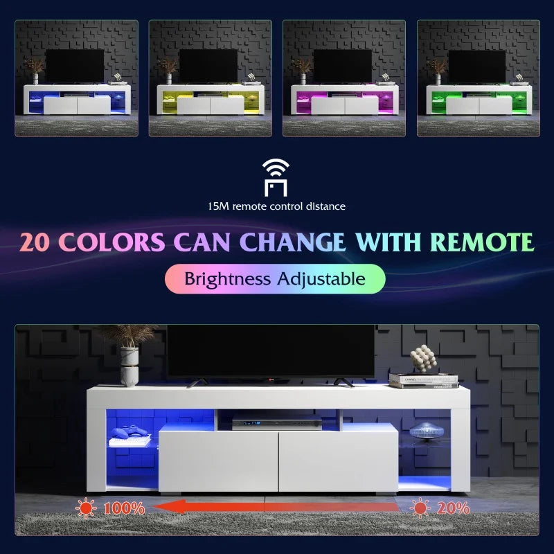 GALAXHERO 63 Inch TV Stand Modern TV Console 2 Drawers LED Entertainment Center for 60-70 Inch TV Living Room
