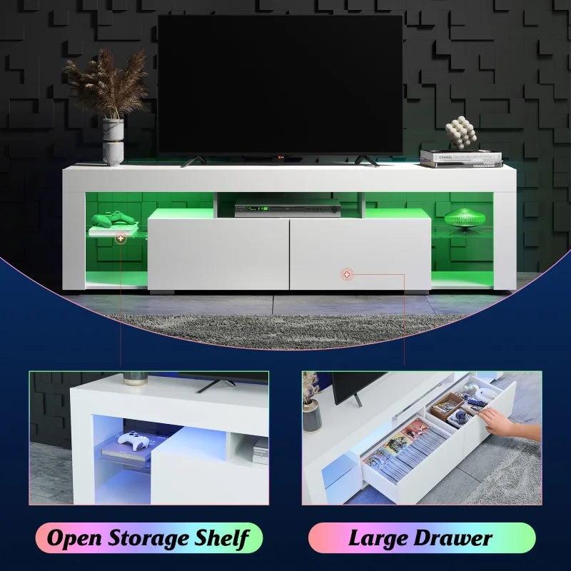 GALAXHERO 63 Inch TV Stand Modern TV Console 2 Drawers LED Entertainment Center for 60-70 Inch TV Living Room