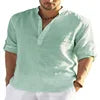 Factory Spot Linen Shirts Wholesale for Men Long Sleeve T-Shirts Breathable 80% Linen Plus Size Shirts