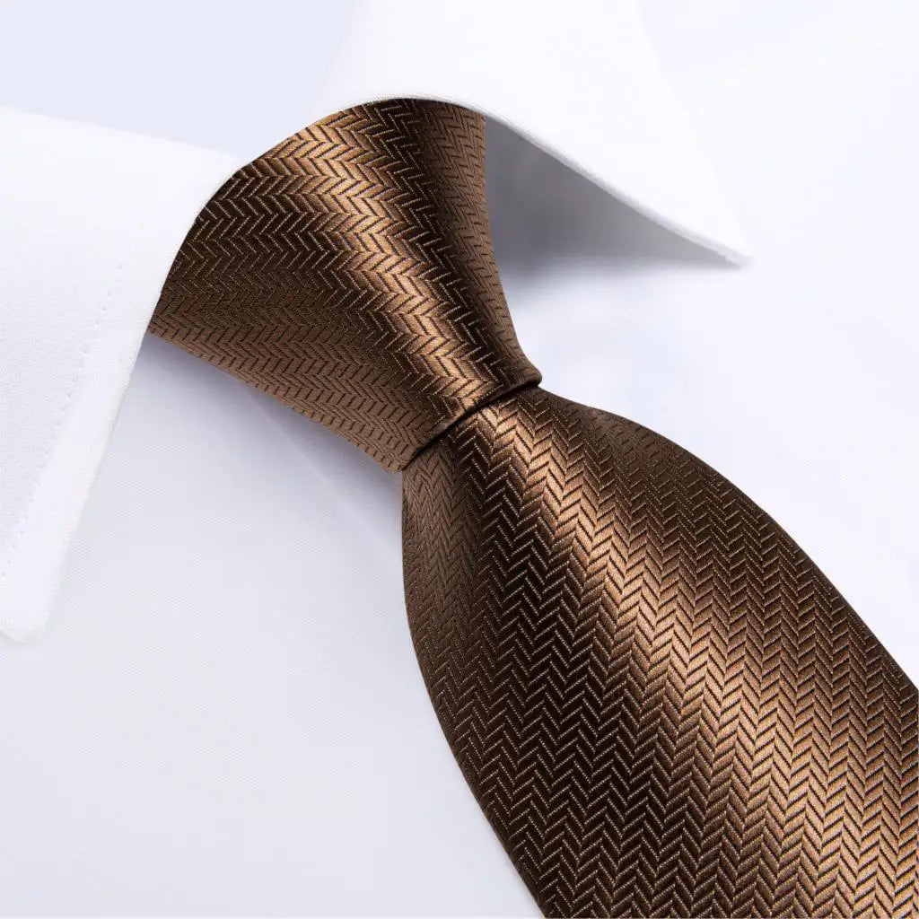 8cm Solid Brown Gold Ties For Men