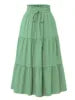 Vintagew Skirts European American Printed Elastic Waistband Empire A Line Bohemian Holiday Fashion Sweet Skirt