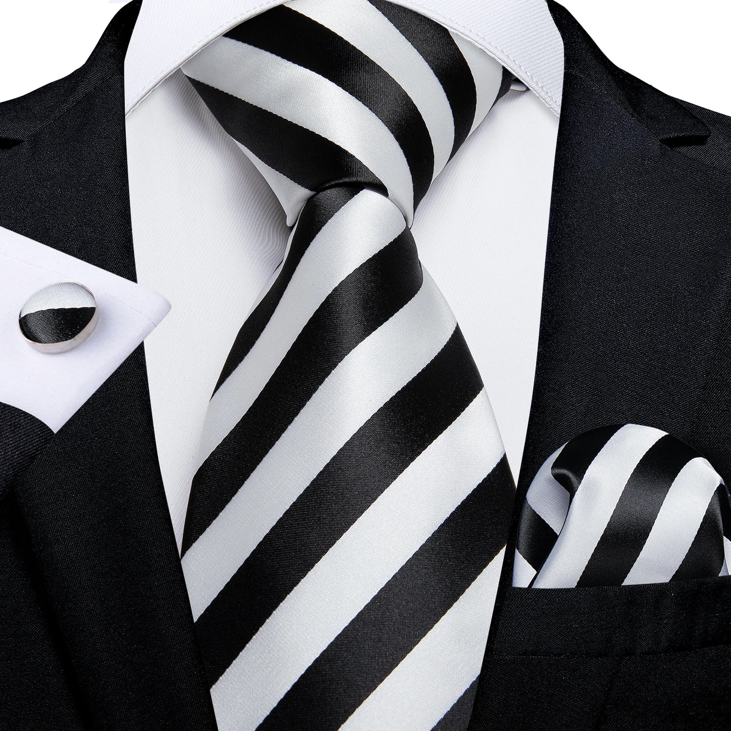 Gold Black Striped Silk Neck Ties