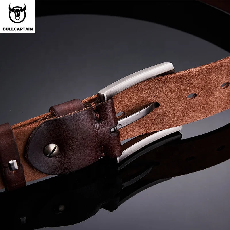 Bullcaptain Luxury Belts Men Leather Belts Genuine Men's Real Leather Ratchet Dress Belt with Automatic Buckle