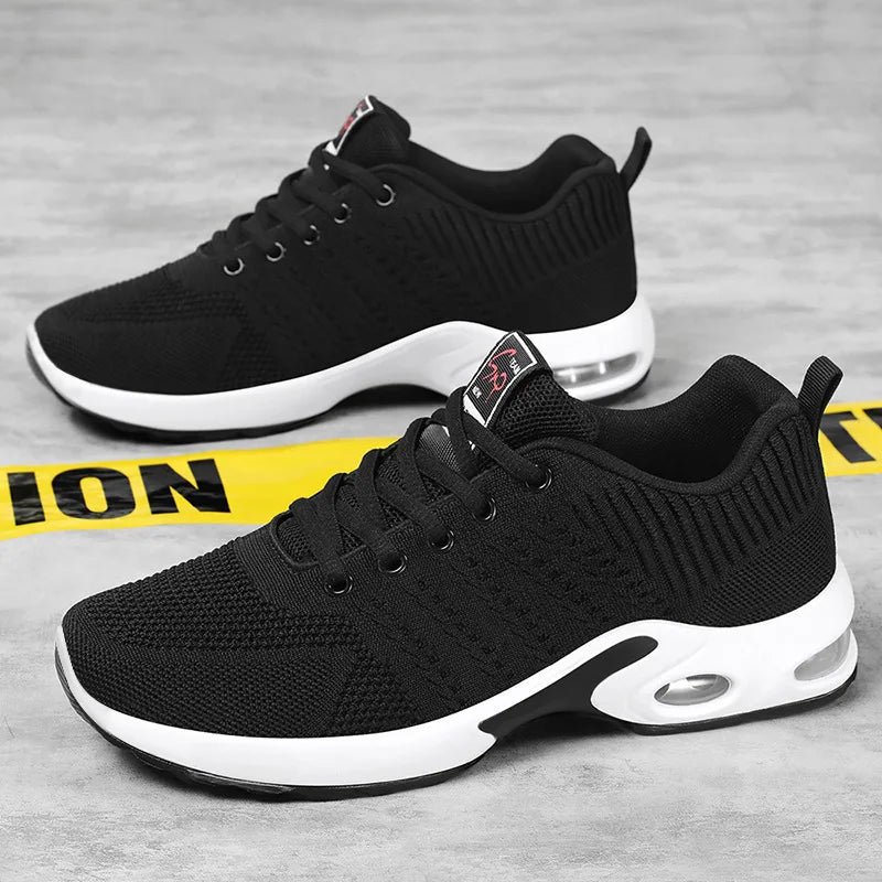 D1N Air-cushioned Sports Running Shoes, Fly-woven Color-blocked Running Shoes