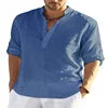 Factory Spot Linen Shirts Wholesale for Men Long Sleeve T-Shirts Breathable 80% Linen Plus Size Shirts