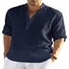 Factory Spot Linen Shirts Wholesale for Men Long Sleeve T-Shirts Breathable 80% Linen Plus Size Shirts
