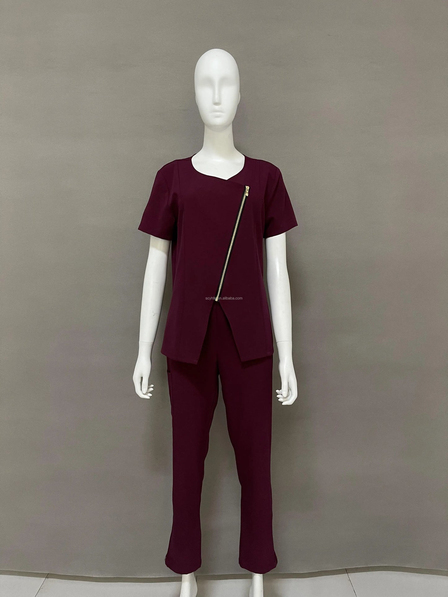 Hot Manufacture Polyester Spandex Rayon 4-way-stretch Fabric School Unisex V-Neck Scrub Top Drawstring Scrubs Pants Sets Uniform