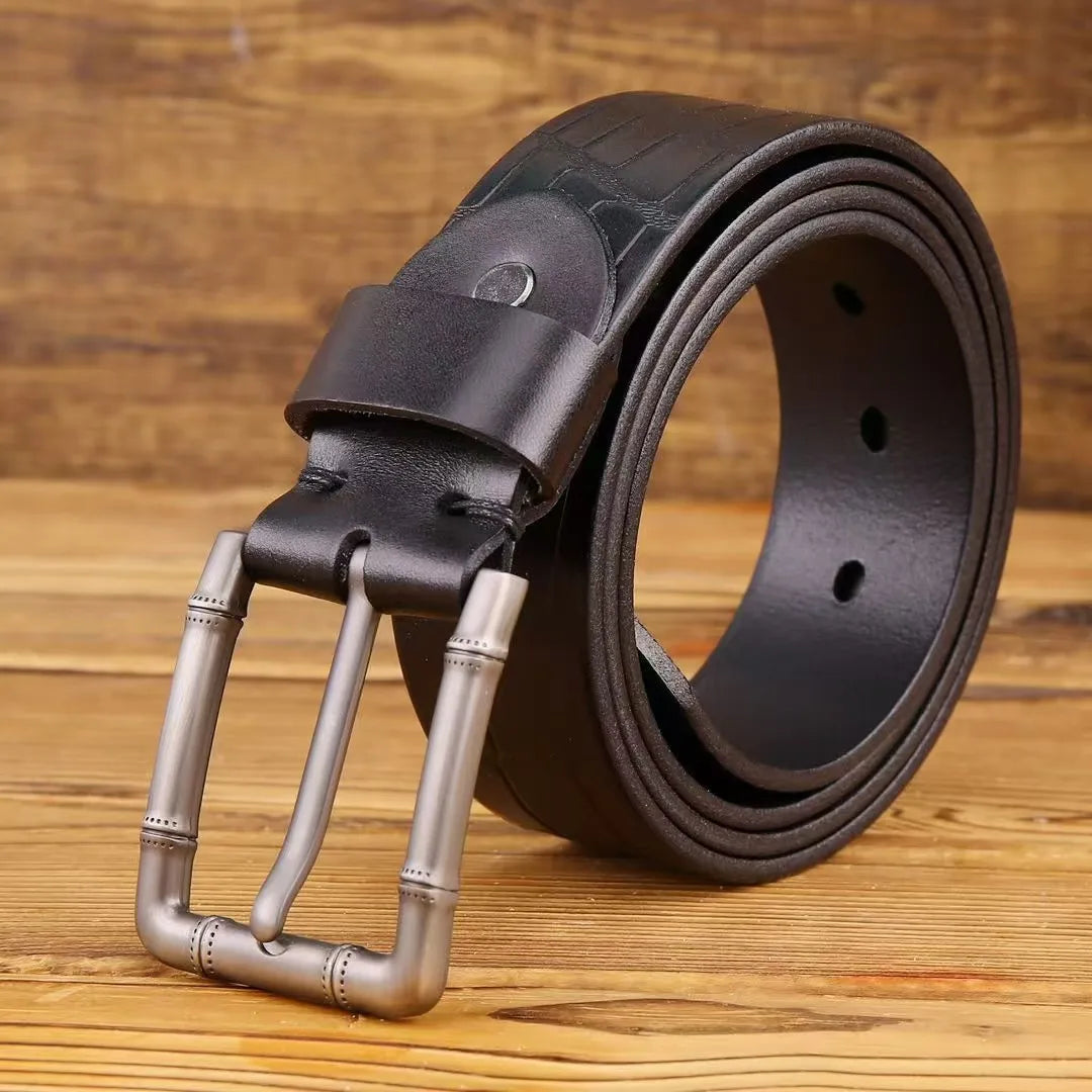 Leather Belt Casual and Versatile Top Layer Cowhide Jeans Belt Men's Needle Buckle