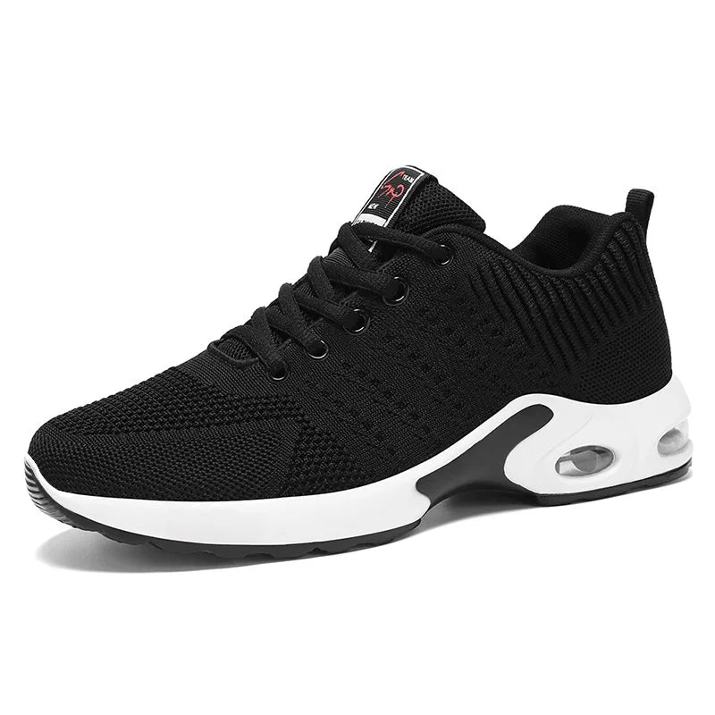 D1N Air-cushioned Sports Running Shoes, Fly-woven Color-blocked Running Shoes