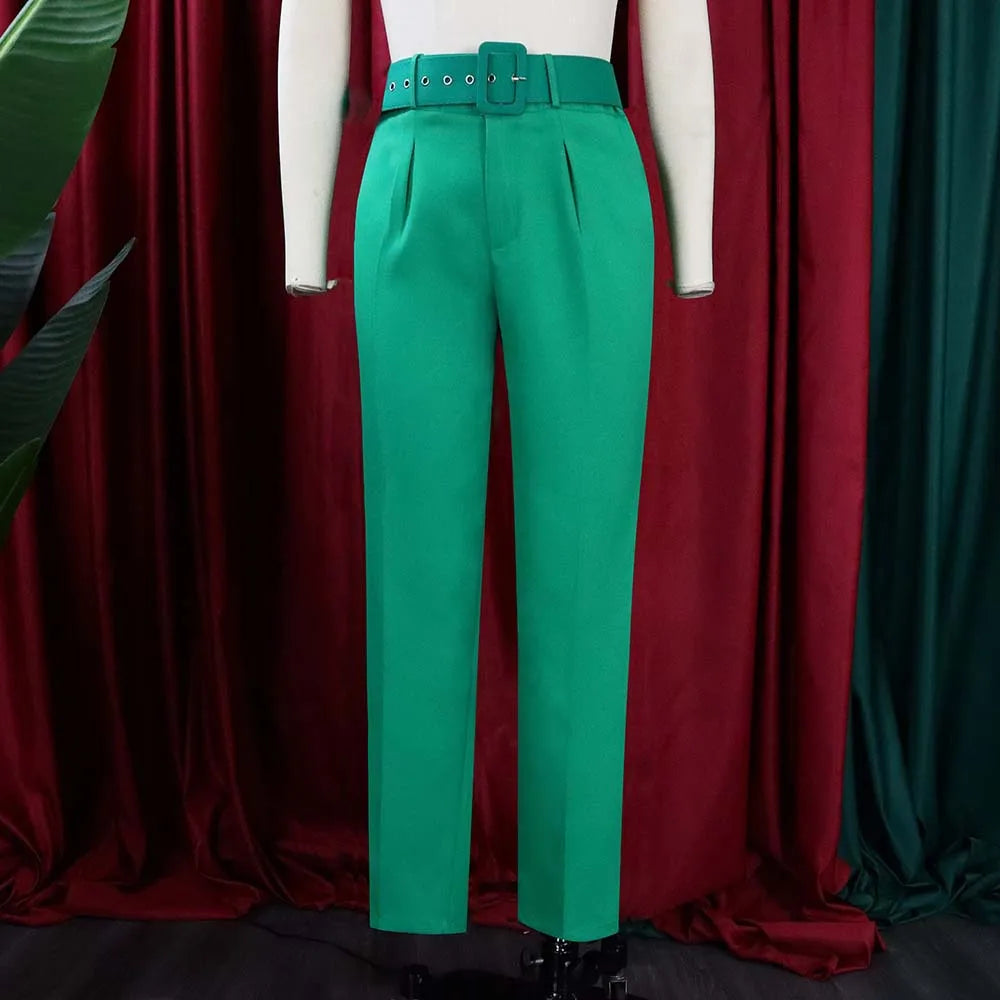 P01a Spring and Summer High Waist Womens Casual Trousers Slim Suit Casual Pants Ladies Office Suit Pants