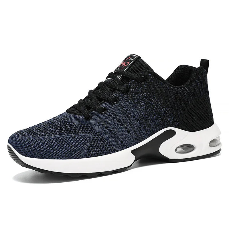 D1N Air-cushioned Sports Running Shoes, Fly-woven Color-blocked Running Shoes