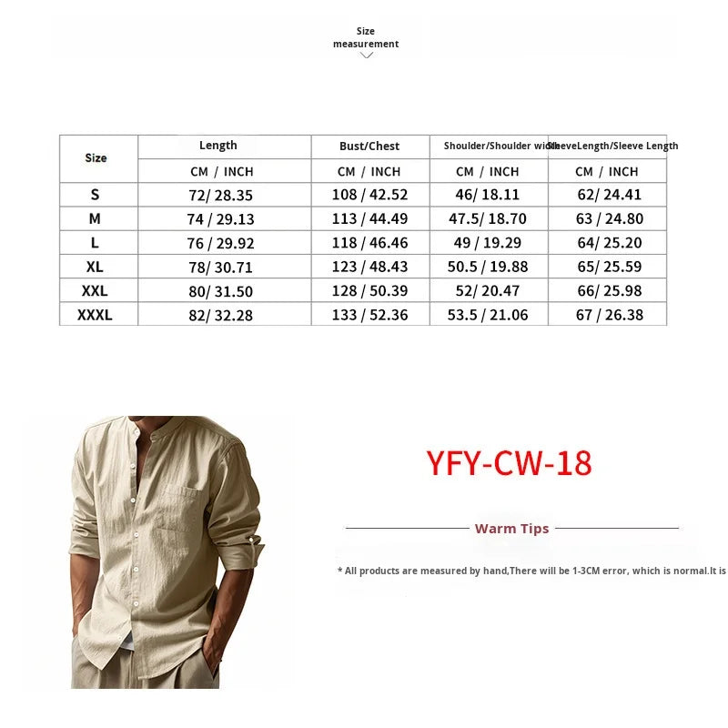 2025 Solid Color Linen Men's Casual Suit Loose Long Sleeve Trousers Shirt Suit Men