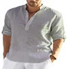 Factory Spot Linen Shirts Wholesale for Men Long Sleeve T-Shirts Breathable 80% Linen Plus Size Shirts