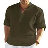 Factory Spot Linen Shirts Wholesale for Men Long Sleeve T-Shirts Breathable 80% Linen Plus Size Shirts
