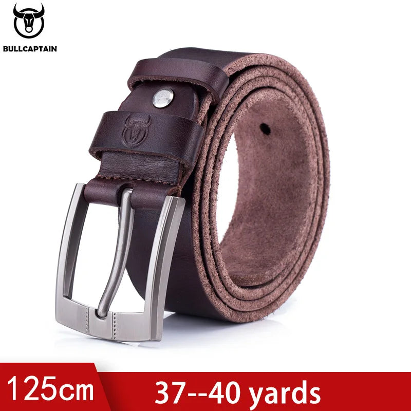 Bullcaptain Luxury Belts Men Leather Belts Genuine Men's Real Leather Ratchet Dress Belt with Automatic Buckle