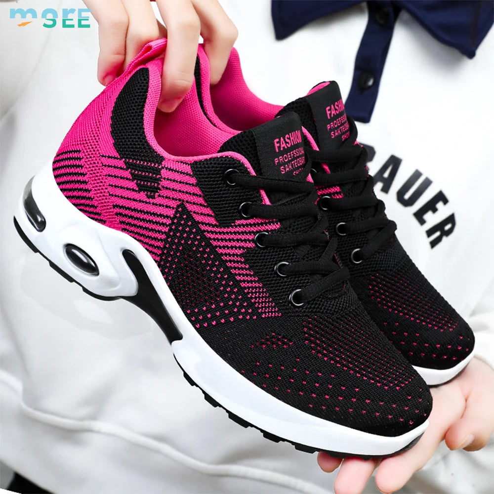 SeeMore Summer Large Size Casual Breathable Lace-Up Air Cushion Running Sneakers Gym Training Comfortable Walking Shoes