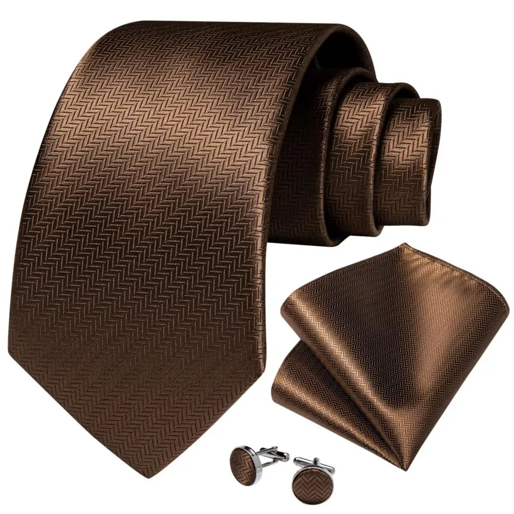 8cm Solid Brown Gold Ties For Men