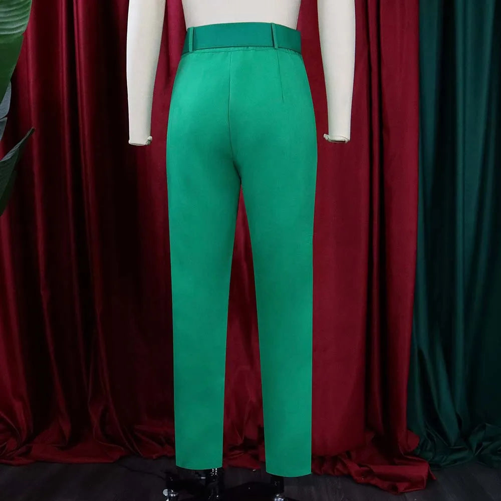 P01a Spring and Summer High Waist Womens Casual Trousers Slim Suit Casual Pants Ladies Office Suit Pants