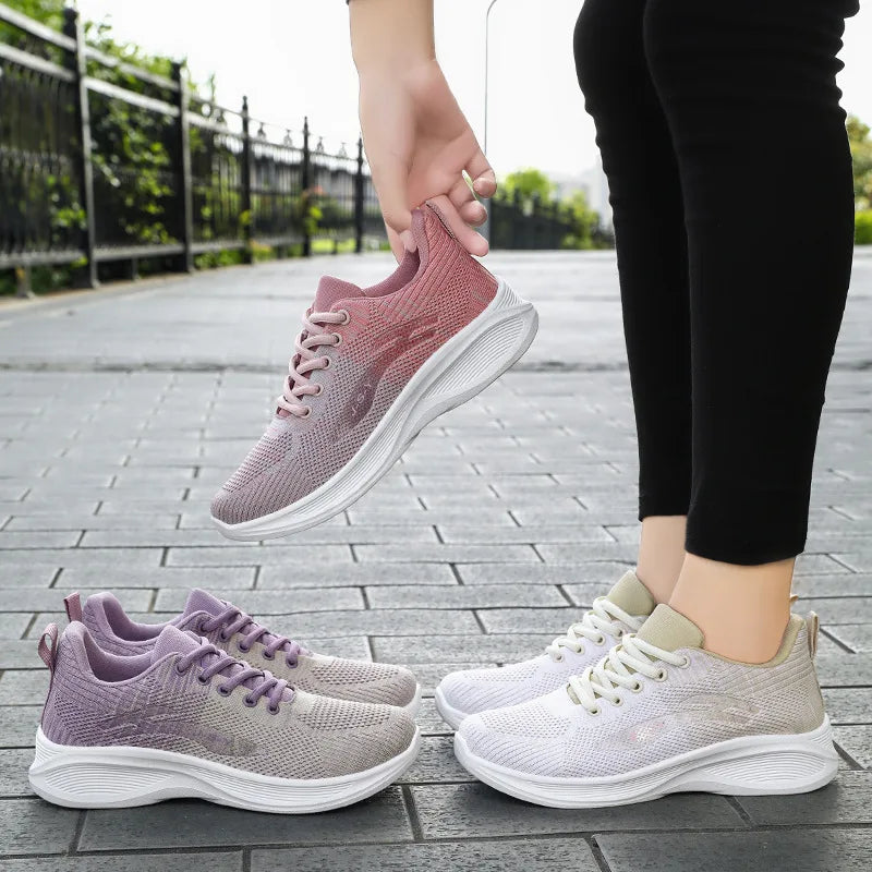 2025 New Women's Walking Style Shoes Casual Lightweight Breathable Sneakers for Summer Autumn Non-slip Cushion Sole Wholesale