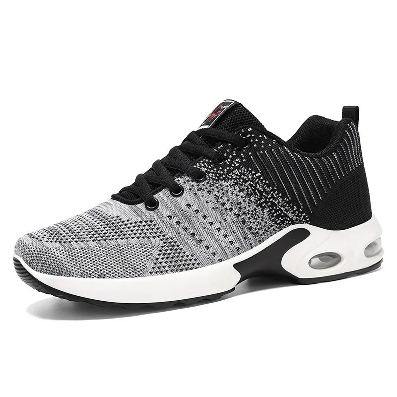 D1N Air-cushioned Sports Running Shoes, Fly-woven Color-blocked Running Shoes