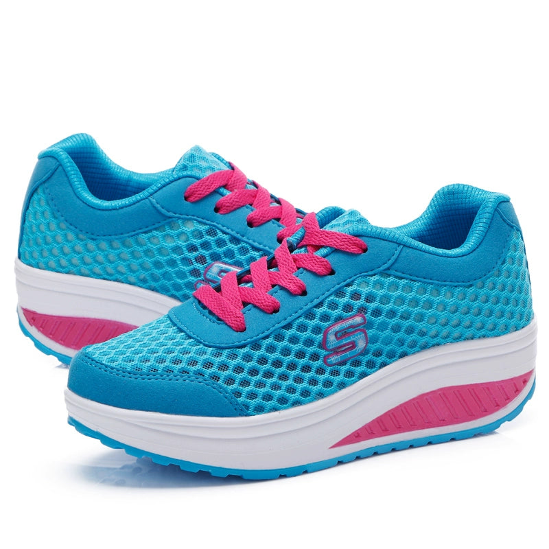 Platform Mesh Surface Breathable Korean Style Running Rocking Shoes