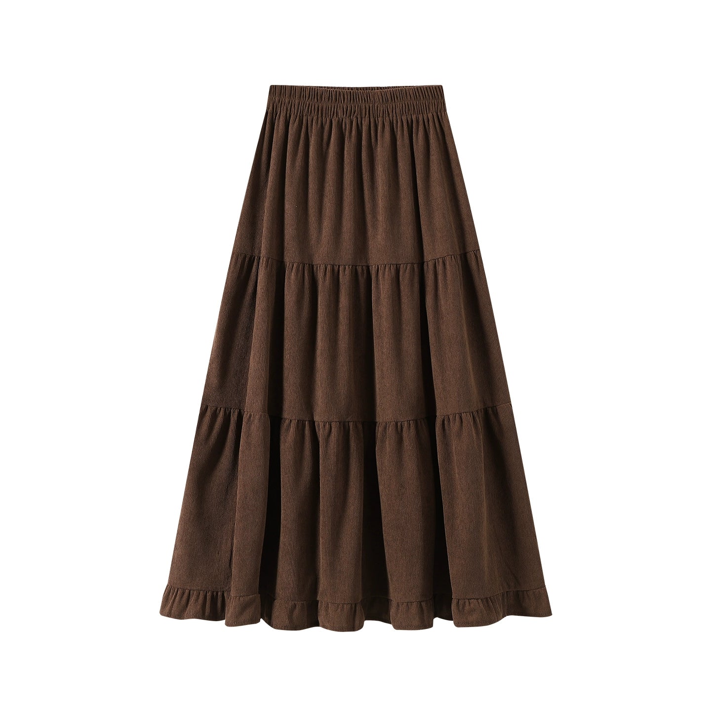 Aigetam Ruffled Cake Skirt for Women, New Autumn and Winter Elastic Waist Design, Mid-Length Long Skirt for Women