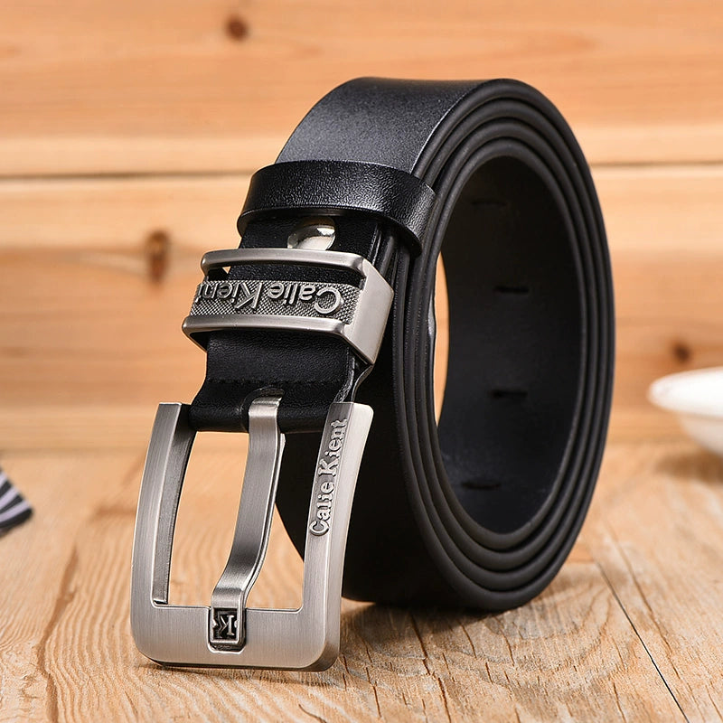 White Korean Style Trendy Casual Men's Leather Belt for Young People