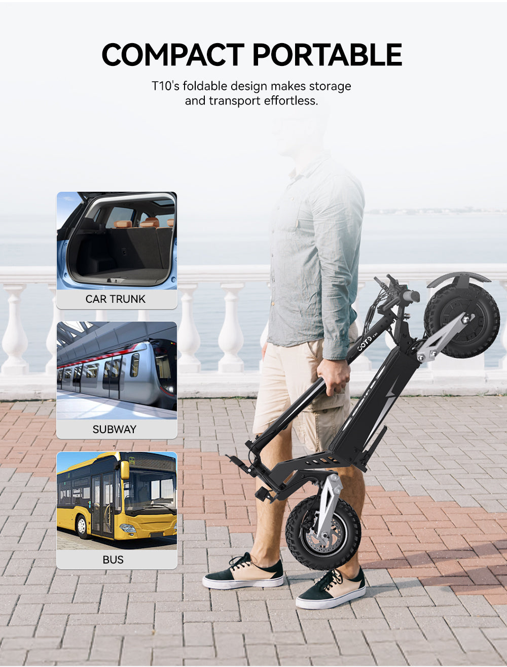 OOTD T10 11" All-Terrain Electric Scooter 500W Motor 48V 13.5Ah Battery