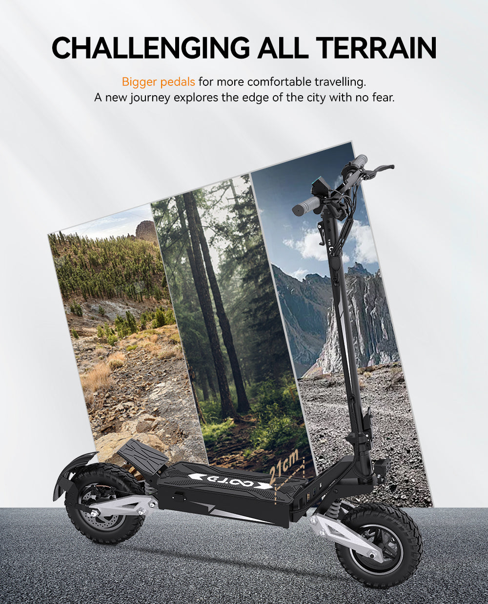 OOTD T10 11" All-Terrain Electric Scooter 500W Motor 48V 13.5Ah Battery