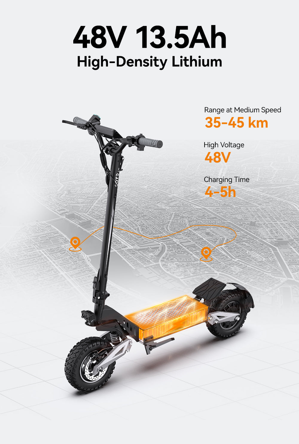 OOTD T10 11" All-Terrain Electric Scooter 500W Motor 48V 13.5Ah Battery