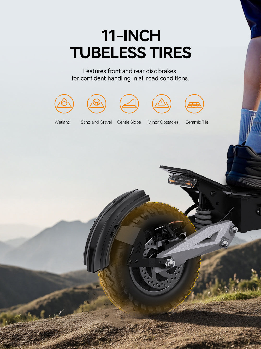 OOTD T10 11" All-Terrain Electric Scooter 500W Motor 48V 13.5Ah Battery