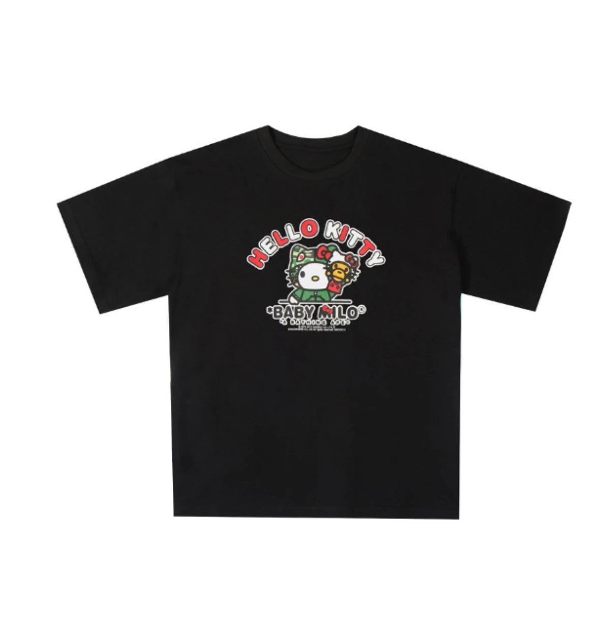 HelloKitty Sanlio Classic INS Letter Print Cotton Loose Male and Female Couple Short Sleeve T-shirt Is for Both Men and Women