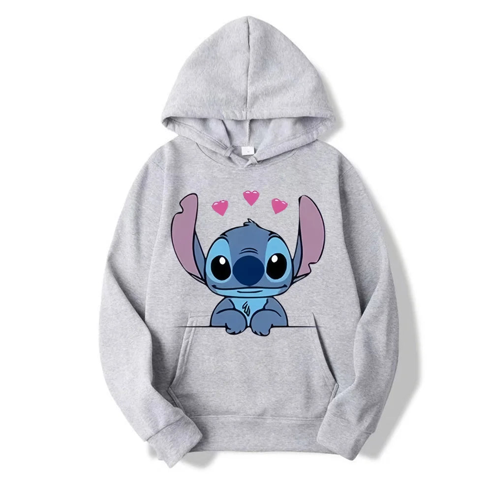 Halloween Costumes Women Warm Winter Jacket Women Disney Lilo & Stitch Pattern Sweatshirt Harajuku Style Women Oversized Hoodie