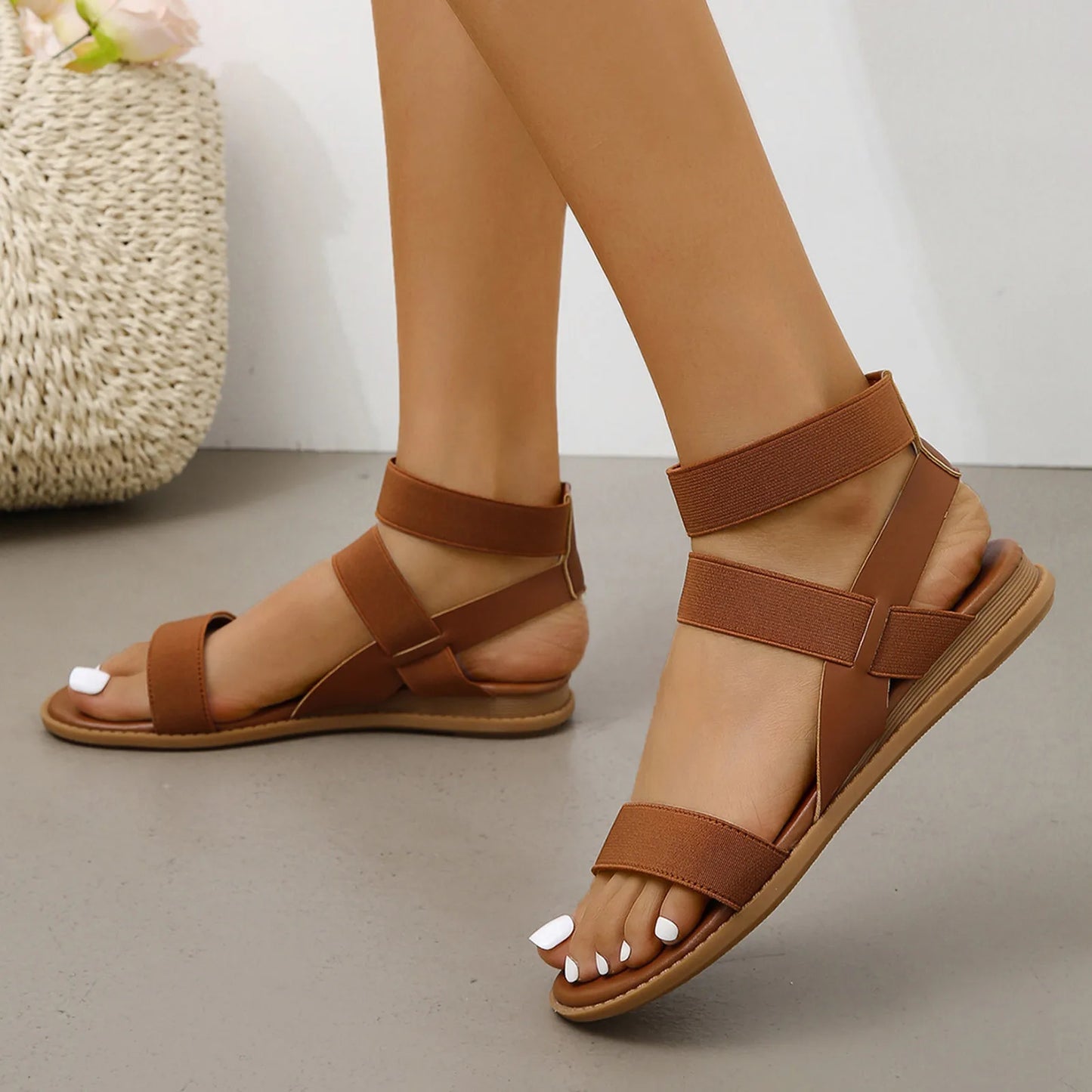 Brown Vintage Women Summer Sandals