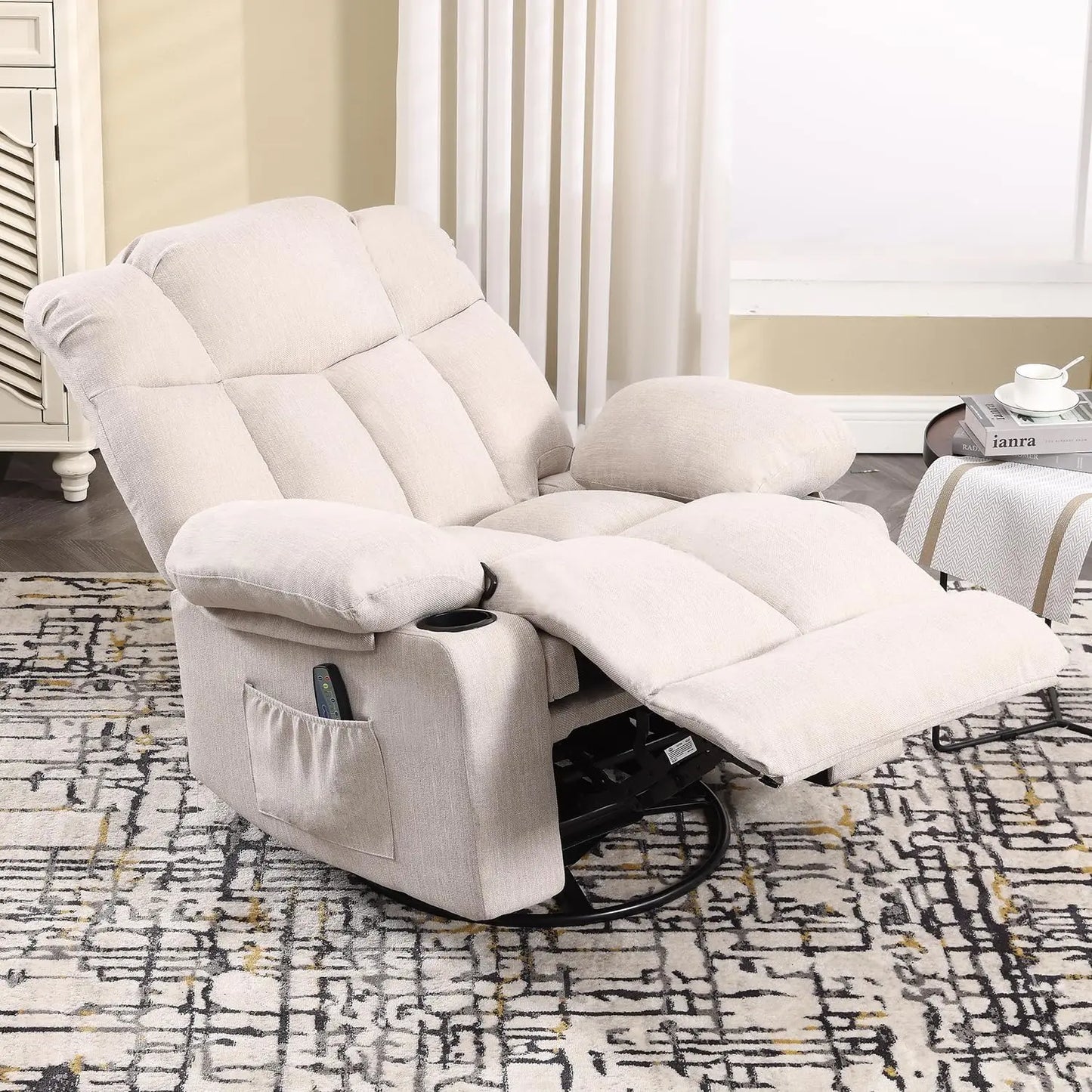 Massage Swivel Rocker Recliner with Heat and Vibration for Living Room Bedroom