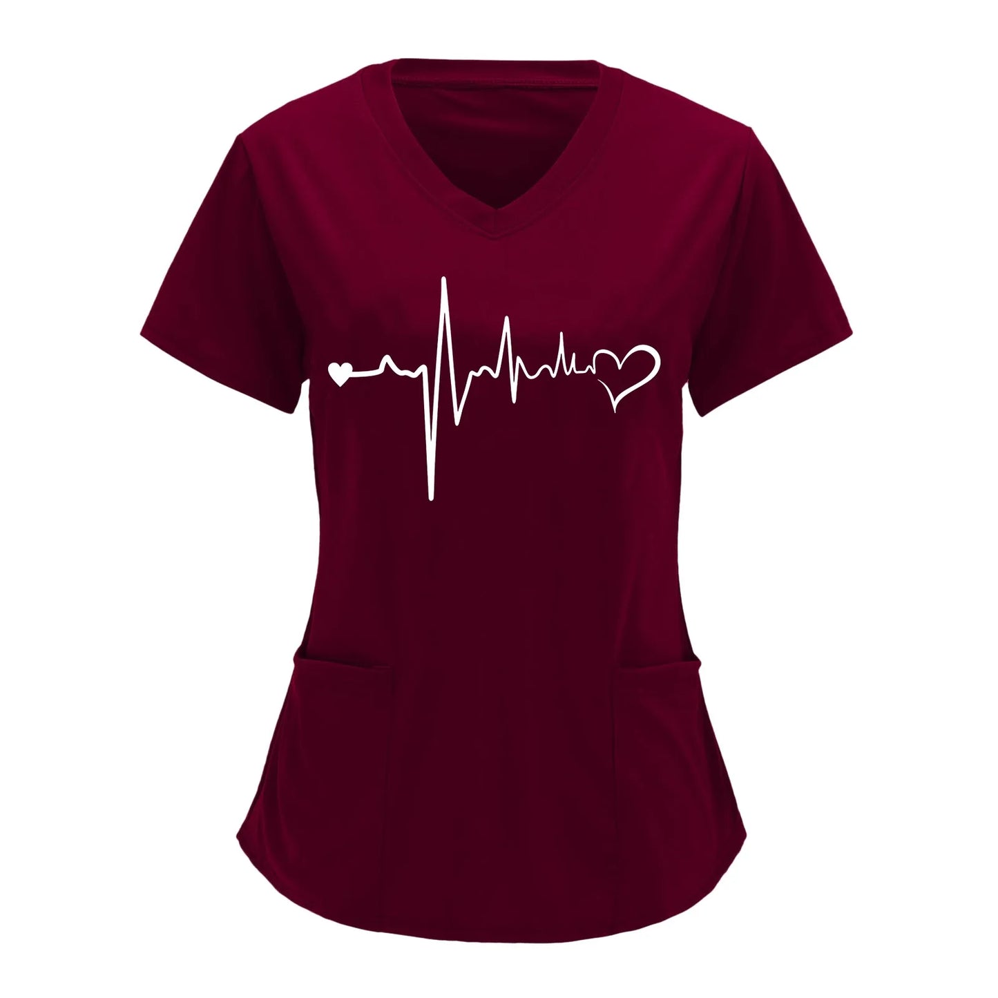 Heart Print Scrub Top