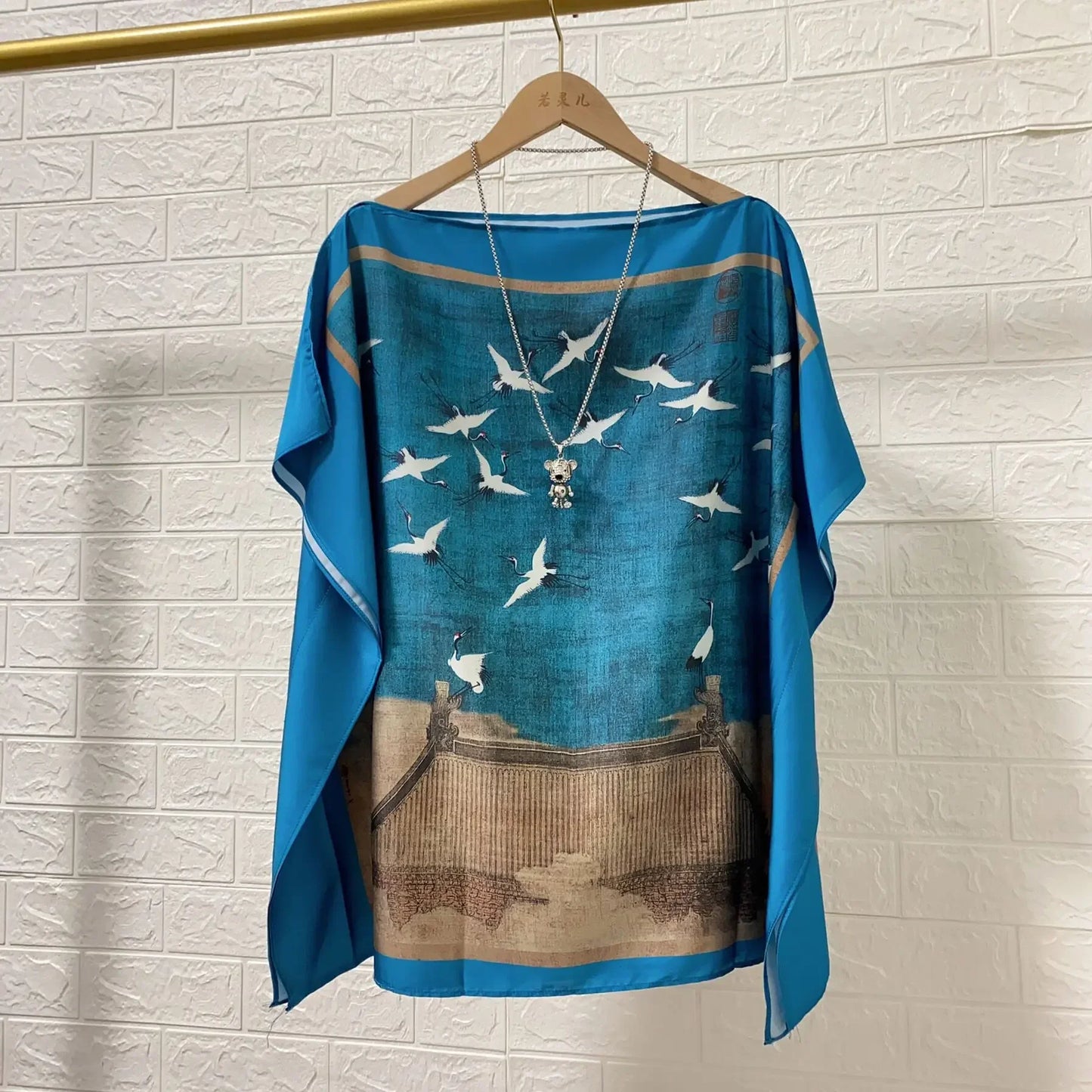 women print satin blouses summer vintage women batwing sleeve print shirts tops lady's satin tops
