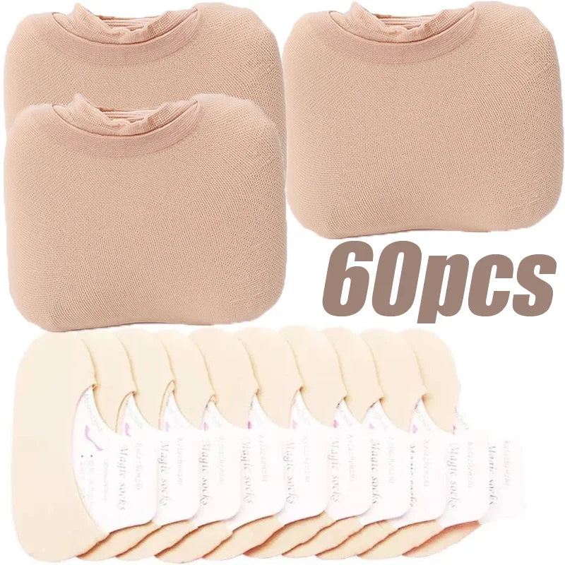 30pairs Summer Short Socks Women Invisible Thin Boat Socks Female Non-slip Seamless Ice Silk Ankle Sox High Heels Slippers Sock