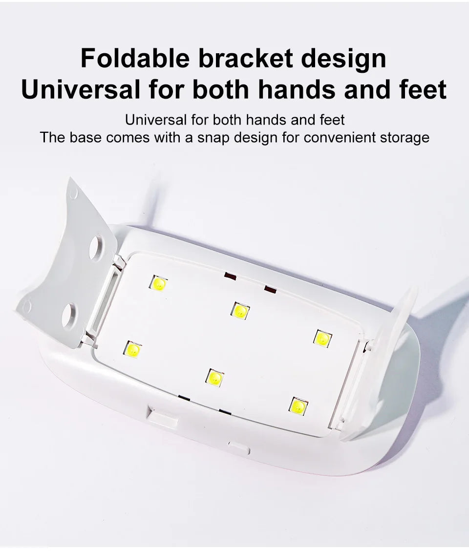 6W Mini Nail Dryer Machine Portable 6 LED UV Manicure Lamp Home With USB Cable