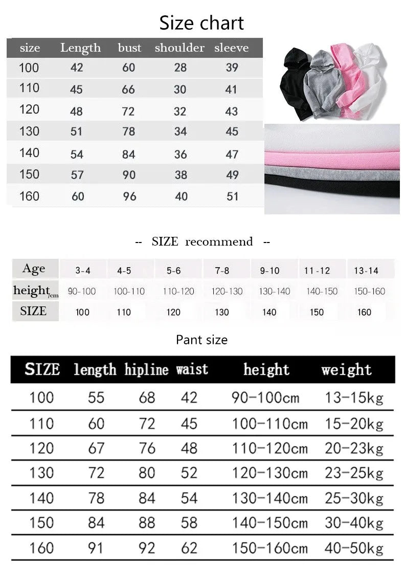 2023 Children's Spring and Autumn Hoodie Suit Boys Outdoor Sports Clothes Girls Jogging Hoodie + Trousers Clothing Coat