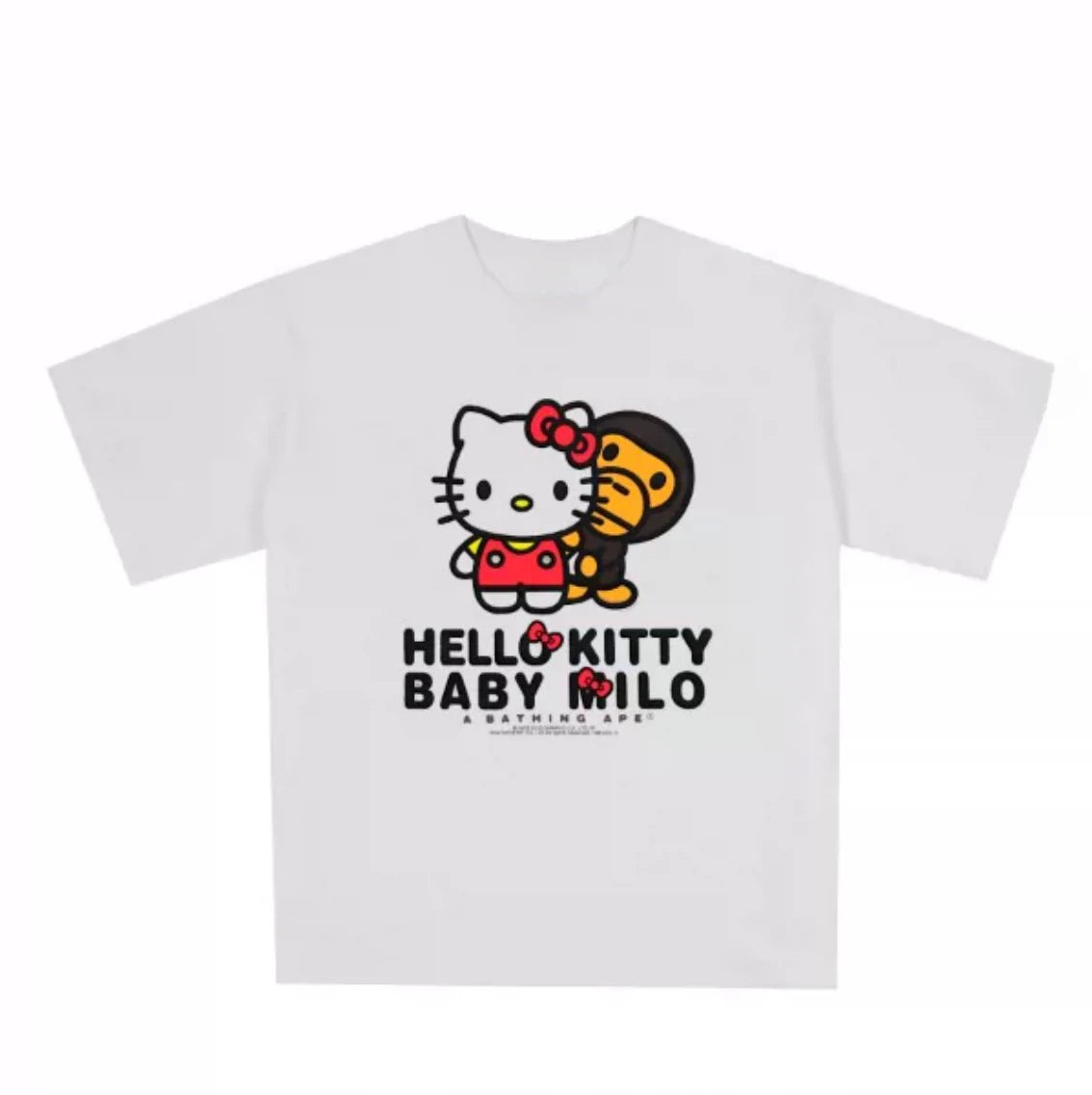 HelloKitty Sanlio Classic INS Letter Print Cotton Loose Male and Female Couple Short Sleeve T-shirt Is for Both Men and Women