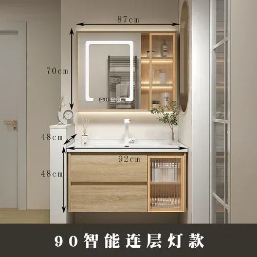 Jewelry Locker Decorations Bathroom Cabinet Small Mirror Wooden Closet Display Cabinet Shelves Washbasin Gabinetesalon Furniture