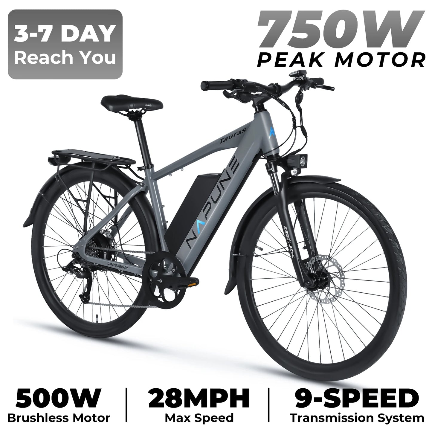 Adult electric bicycle, 26 inch electric mountain bike with detachable battery, 720W peak 36V motor, 7-speed 20MPH Ebike