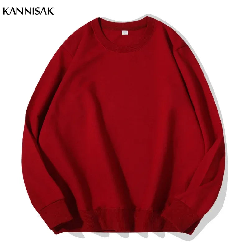 Spring Autumn Womens Sweatshirt 2025 O-neck Solid Harajuku Pullovers Multicolor Casual Cotton Woman Sweatshirts Knit Streetwear
