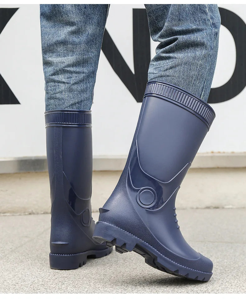 Fashion Boots for Couples High Rain Shoes Waterproof Galoshes Husband Fishing Work Garden Rainboots Women and Men Rubber Shoes