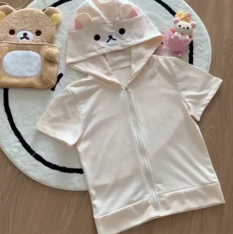 Y2k Harajuku Streetwear Hoodies Women Japanese Style Kawaii Sweet Cute Cartoon Print Zipper Sweatshirt Soft Girl 2025 Jacket