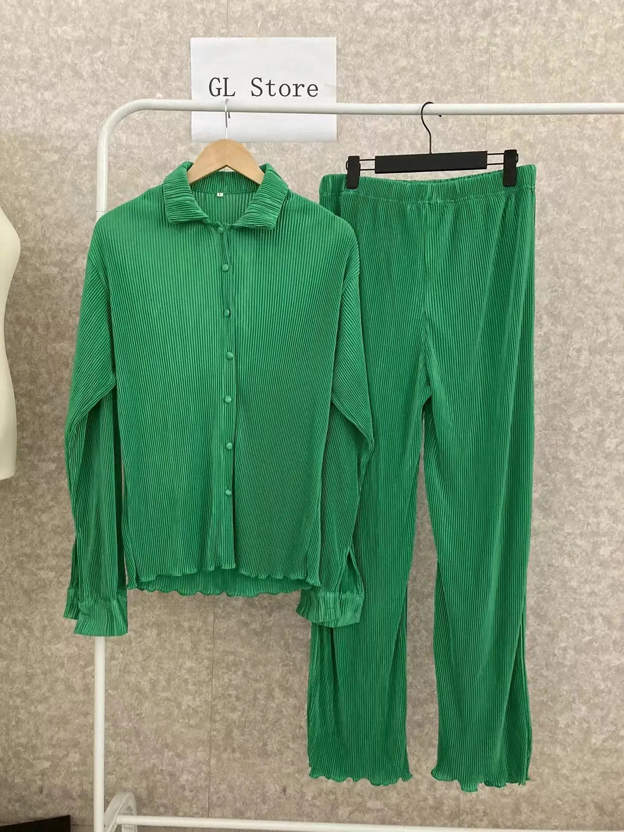 CM.YAYA Street Women's Set Long Sleeve Shirt Tops and Wide Leg Pants Elegant Tracksuit Two Piece Set Sweatsuit Fitness Outfits