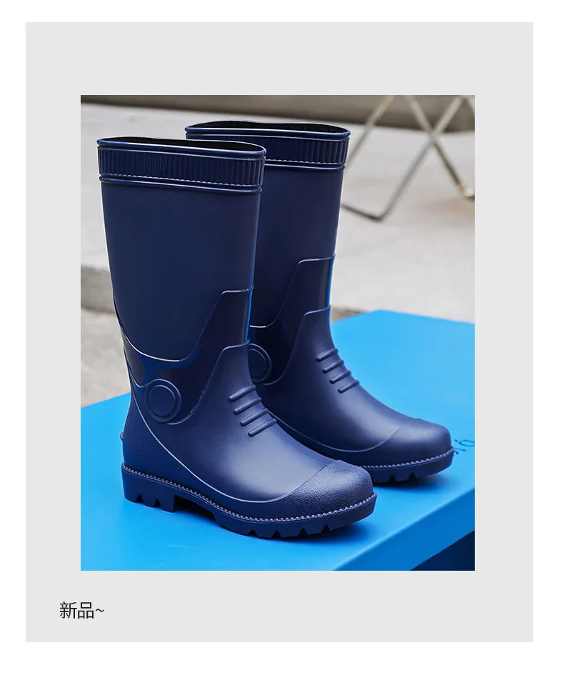 Fashion Boots for Couples High Rain Shoes Waterproof Galoshes Husband Fishing Work Garden Rainboots Women and Men Rubber Shoes