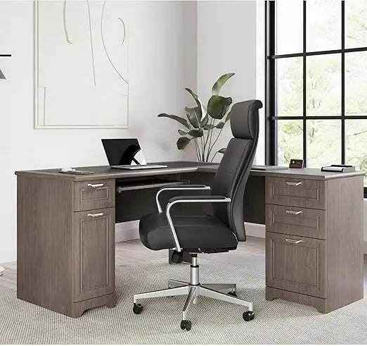 ® Magellan 59"W L-Shape Corner Computer Desk, Gray
