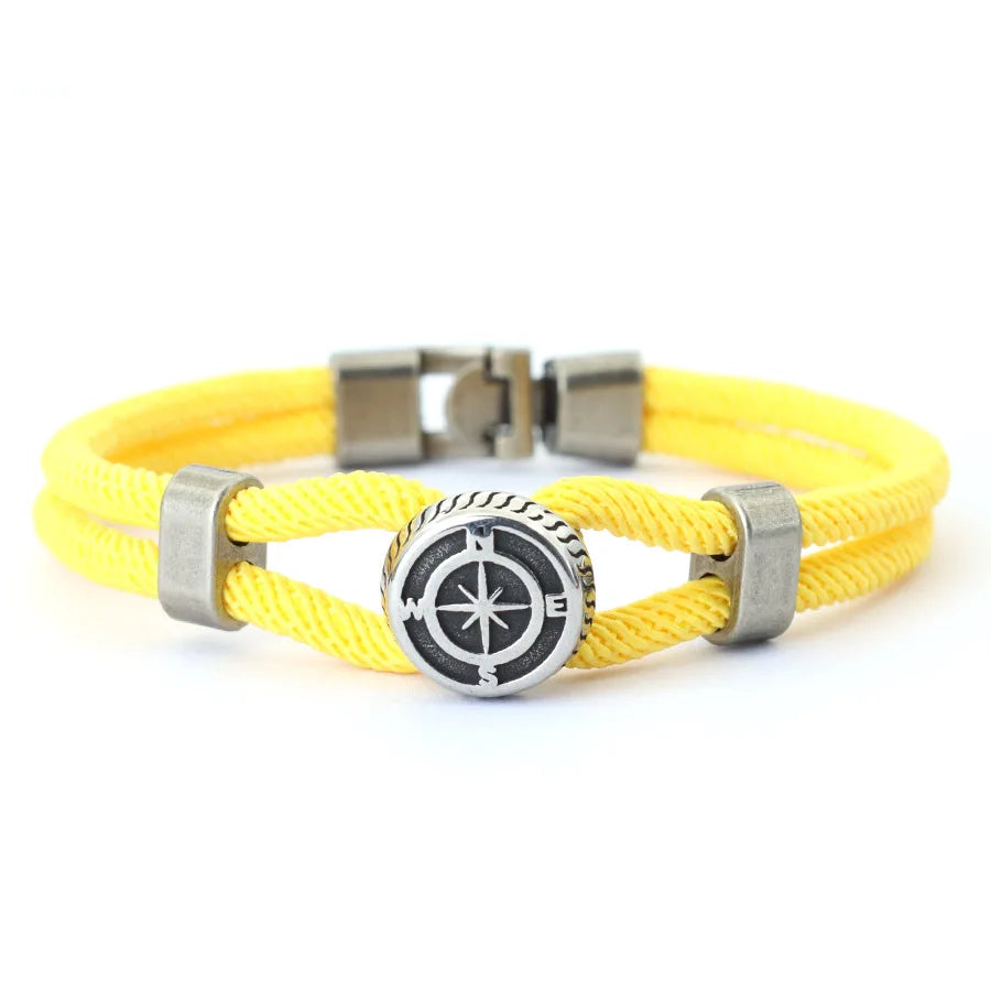New Compass Bracelet Man Viking Nautical Rope Braslet Bangle